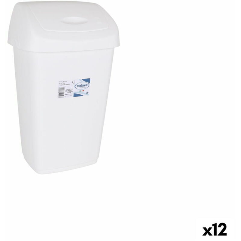 foto del prodotto cestino tontarelli aurora bianco 9l con coperchio 12 unità