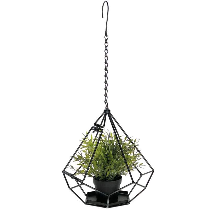 foto del prodotto cesto appeso all interno di piante appese a parete in metallo 64 cm 96075 s con porta 6 angoli appendipianta appendi fiori appendi vaso fiori appendi