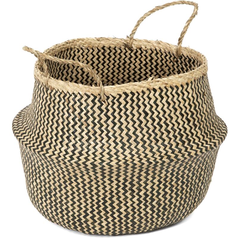 foto del prodotto cesto belly xl nero in seagrass 45x45x36 cm cesto rotondo per stoccaggio, scaffali e coprivaso compactor