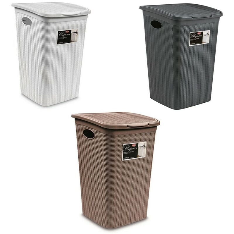 foto del prodotto cesto cestino cesta multiuso portaoggetti porta biancheria panni salvaspazio per casa bagno in plastica misura base colorigenerali tortora