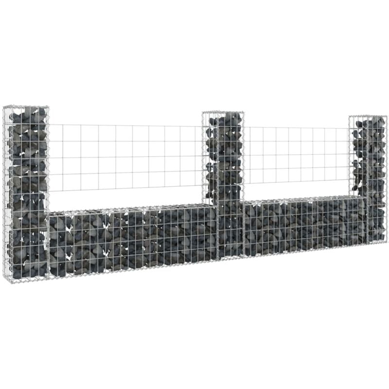 foto del prodotto cesto gabbione a u con 3 pali in ferro 260x20x100 cm vidaxl 850291