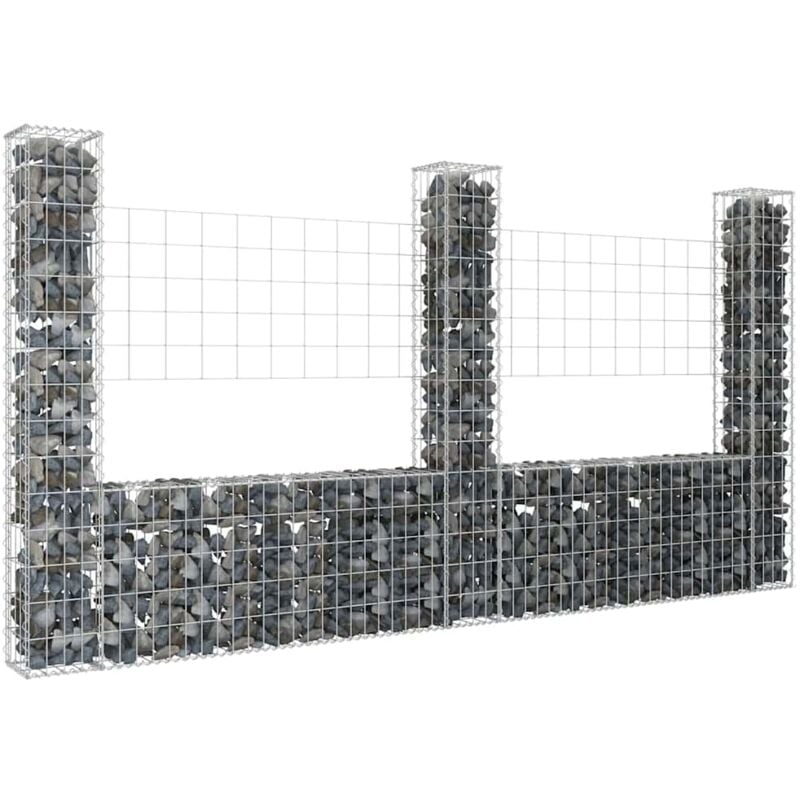 foto del prodotto cesto gabbione a u con 3 pali in ferro 260x20x150 cm vidaxl