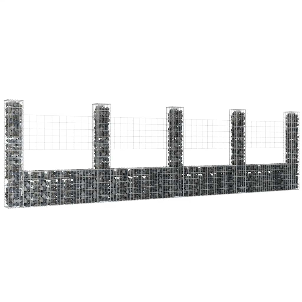 foto del prodotto cesto gabbione a u con 5 pali in ferro 500x20x150 cm cod mxl 12339