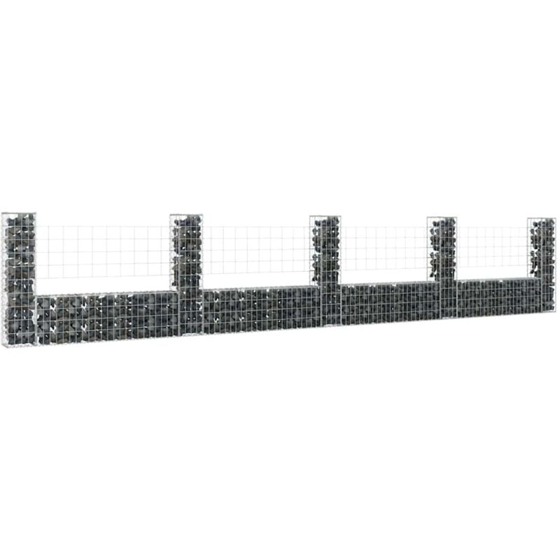 foto del prodotto cesto gabbione a u con 5 pali in ferro da giardino disponibili varie misure dimensioni 500 x 20 x 100 cm