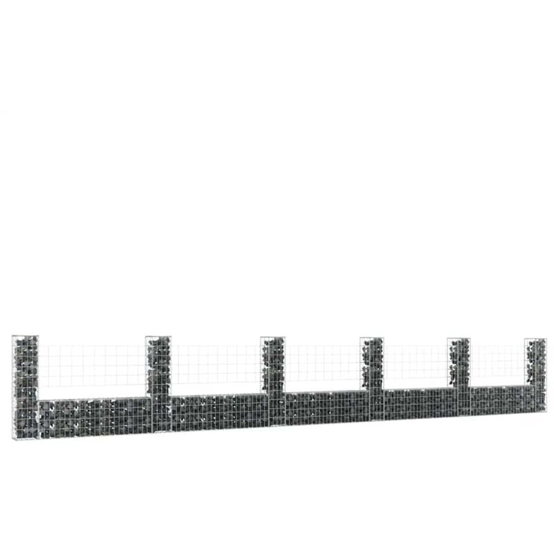 foto del prodotto cesto gabbione a u con 6 pali in ferro da giardino disponibili varie misure dimensioni 620 x 20 x 100 cm