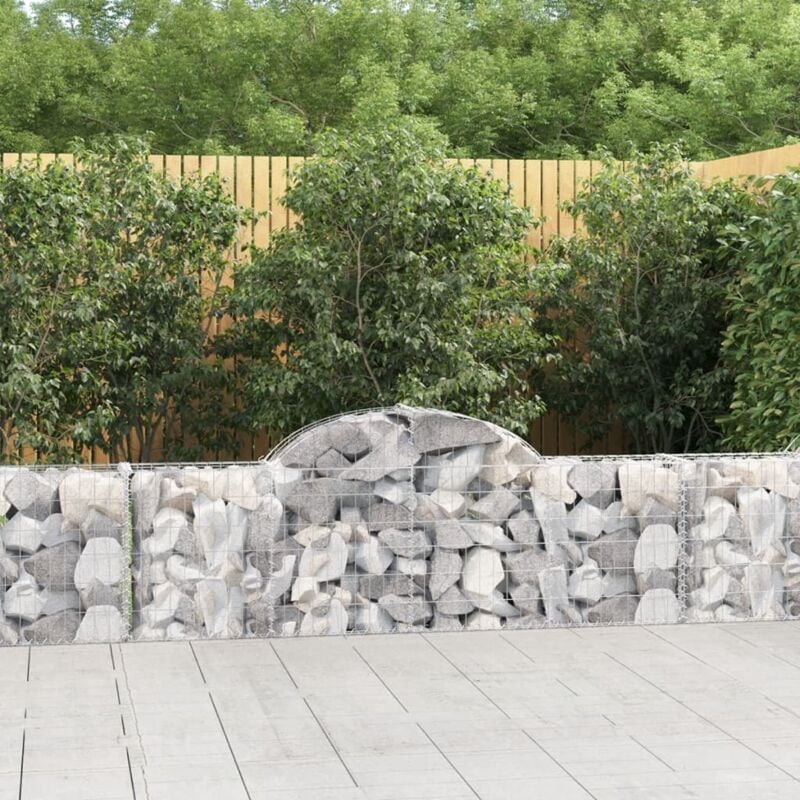 foto del prodotto cesto gabbione ad arco 200x30x60 80 cm ferro zincato