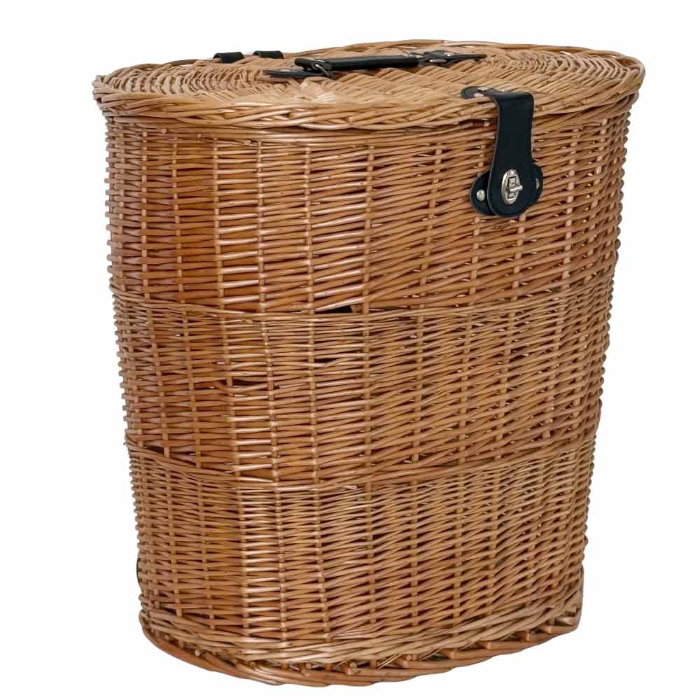 foto del prodotto cesto gerla in vimini con coperchio e tracolle a spalla 42 cm x 30 cm h 40