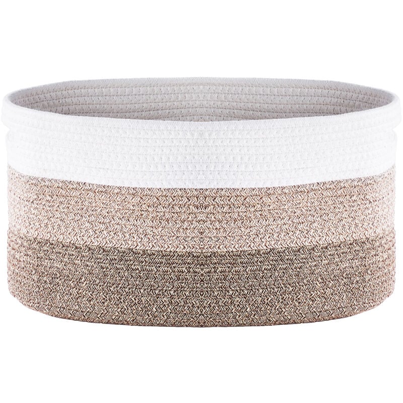 foto del prodotto cesto in corda di cotone, 22l, 3 contenitori portaoggetti con manici, organizer decorativo intrecciato per mensole, 15 x 10 x 9 pollici mophorn
