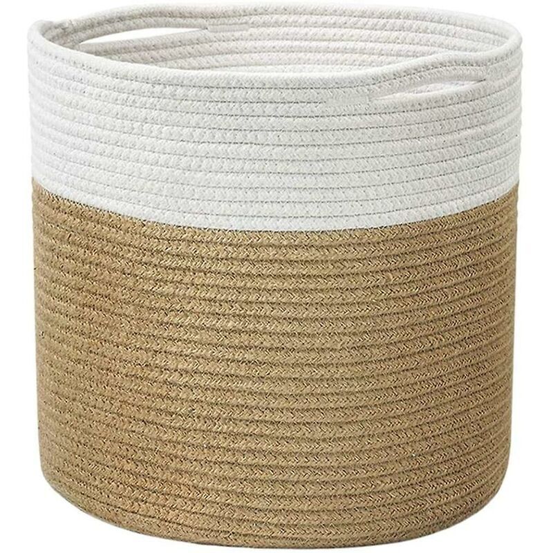 foto del prodotto cesto in corda di cotone, cesto per piante in corda di cotone intrecciata, cesto portaoggetti intrecciato, cesto portabiancheria pieghevole con