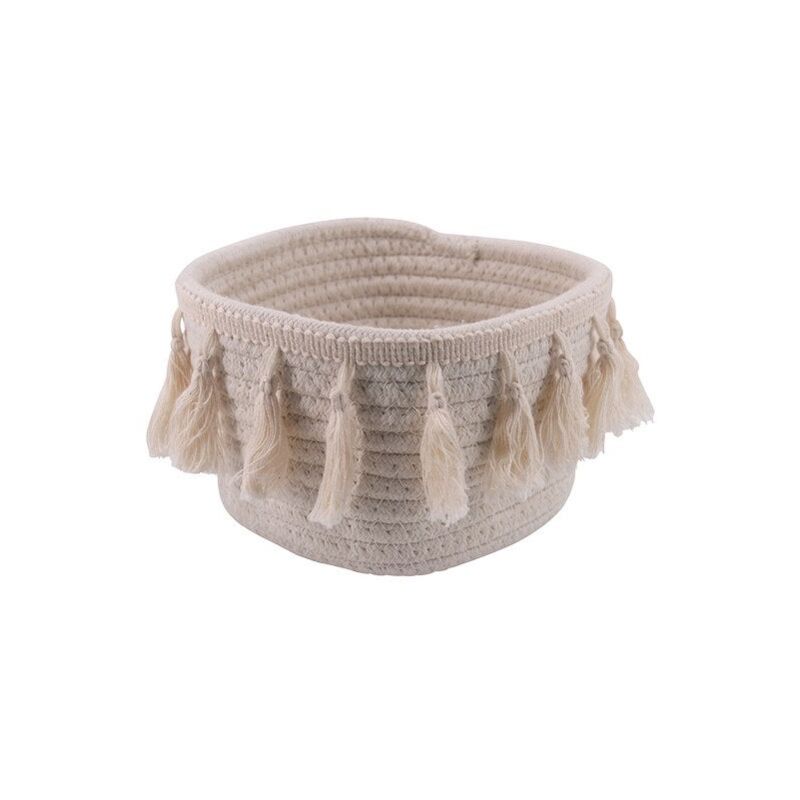 foto del prodotto cesto in cotone boemo, h.11 x l.16 x p.16 cm, bianco sans marque
