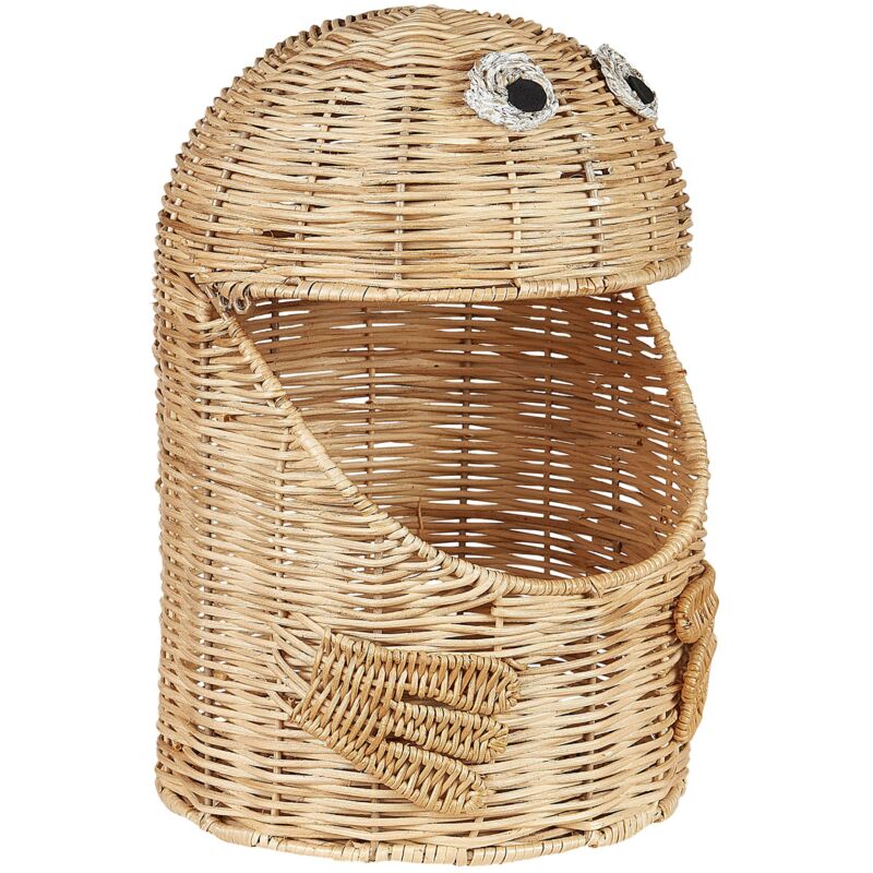 foto del prodotto cesto in vimini di rattan a forma di mostro, cesto naturale intrecciato, accessorio per la conservazione dei giocattoli, luce hormuz