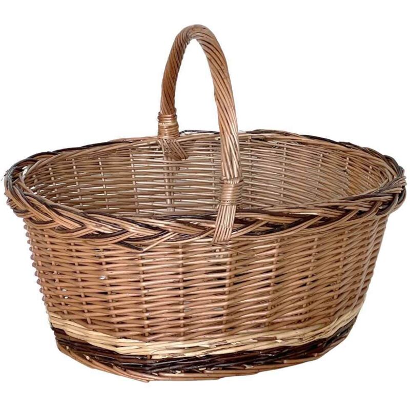 foto del prodotto cesto in vimini paniere matilde ovale bicolore con manico cm 51.5 x cm 42 h 24