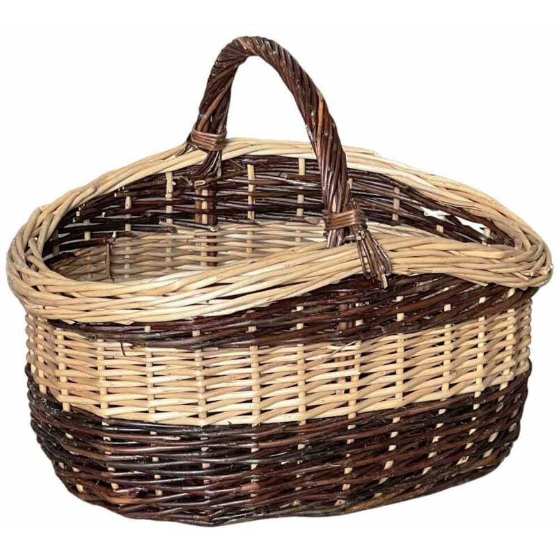 foto del prodotto cesto in vimini paniere sofia ovale bicolore con manico cm 44 x cm 35 h 24