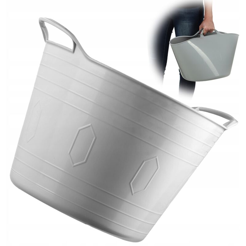 foto del prodotto cesto per biancheria in plastica, universale, 26 l, quadrato, grigio kadax