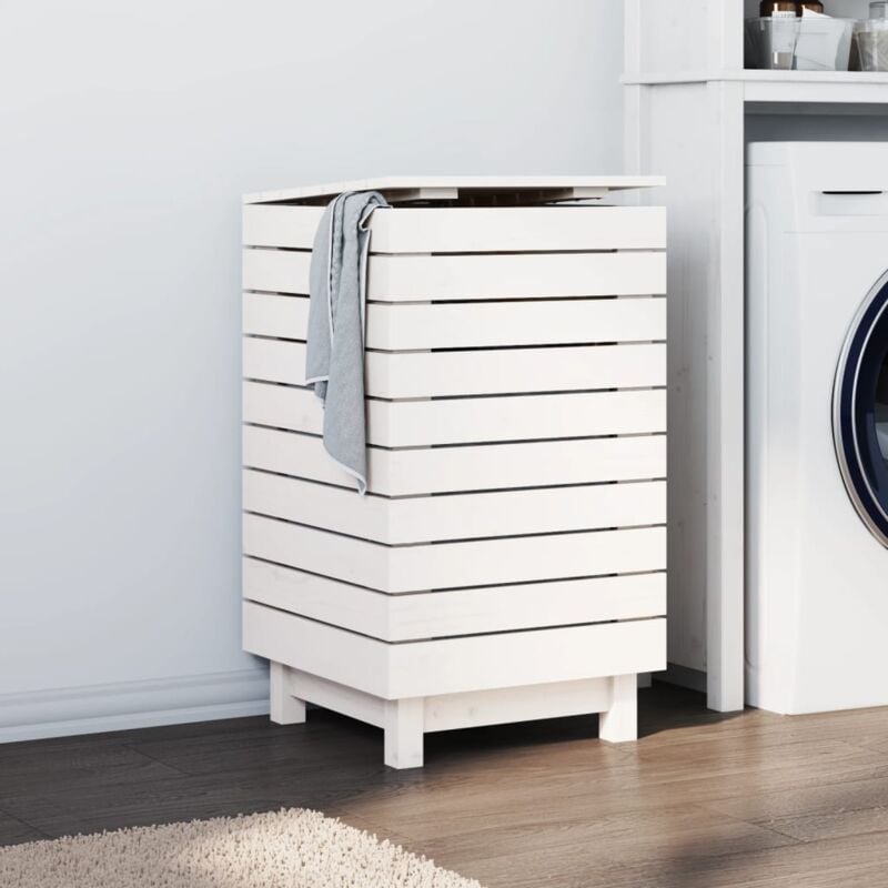 foto del prodotto cesto per bucato bianco 44x44x76 cm legno massello pino vidaxl
