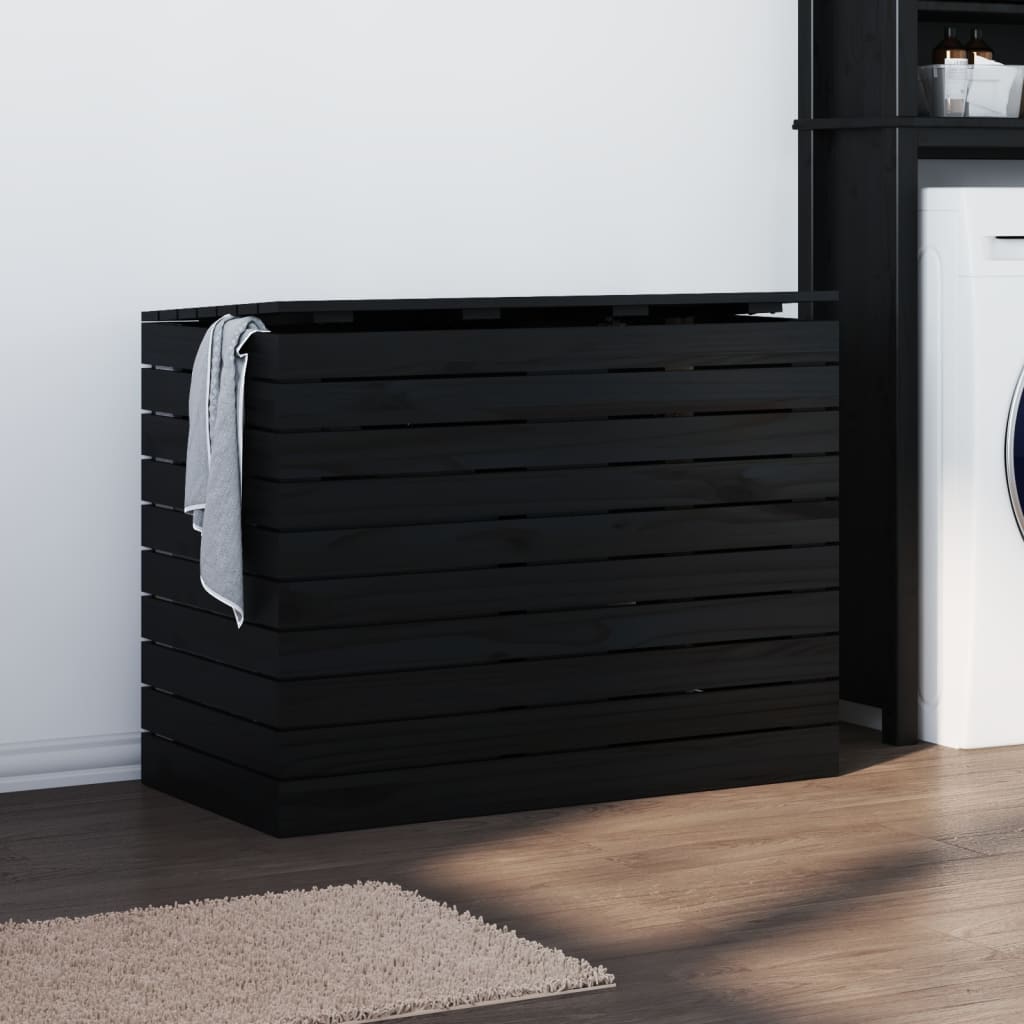 foto del prodotto cesto per bucato nero 88,5x44x66 cm legno massello pinocod mxl 131614