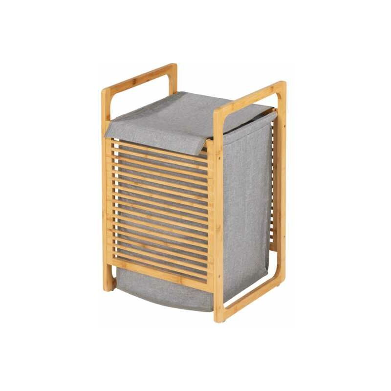 foto del prodotto cesto per la biancheria bahari, design elegante con struttura in bamb , capacit 43l, bamb poliestere, 40x60x35 cm, marrone grigio wenko