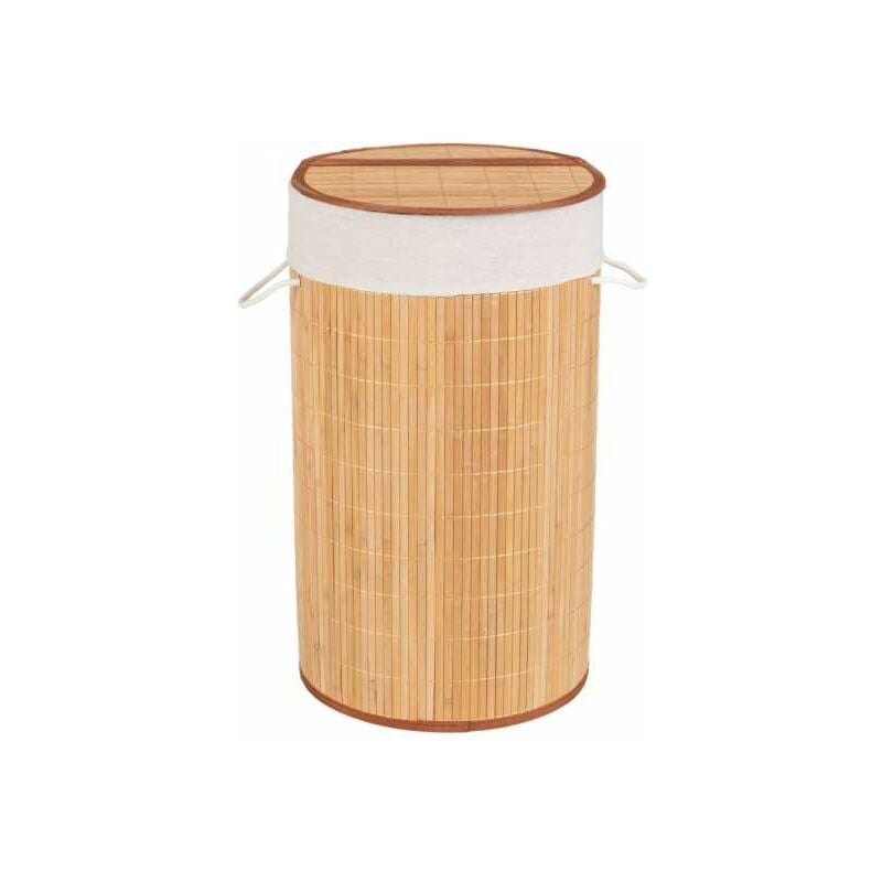 foto del prodotto cesto per la biancheria bamboo, cesto con sacco per la biancheria sporca rimovibile, capacit 55l, bamb , 35x60 cm, marrone wenko