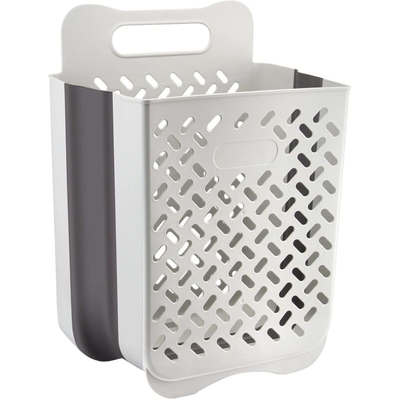 foto del prodotto cesto pieghevole di grande capacità con maniglia, organizer per biancheria, contenitore portatile, cesto porta abiti in plastica montato a parete