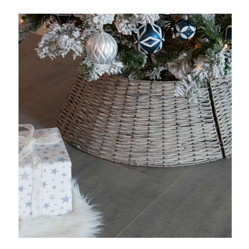 foto del prodotto cesto porta albero 70x28 cm grigio salice intrecciato effetto rattan