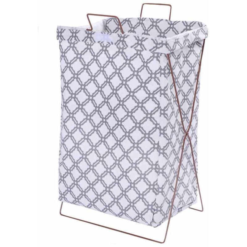 foto del prodotto cesto porta biancheria pieghevole sacca richiudibile per panni sporchi da bagno lavanderia 55x35x25 cm grigio