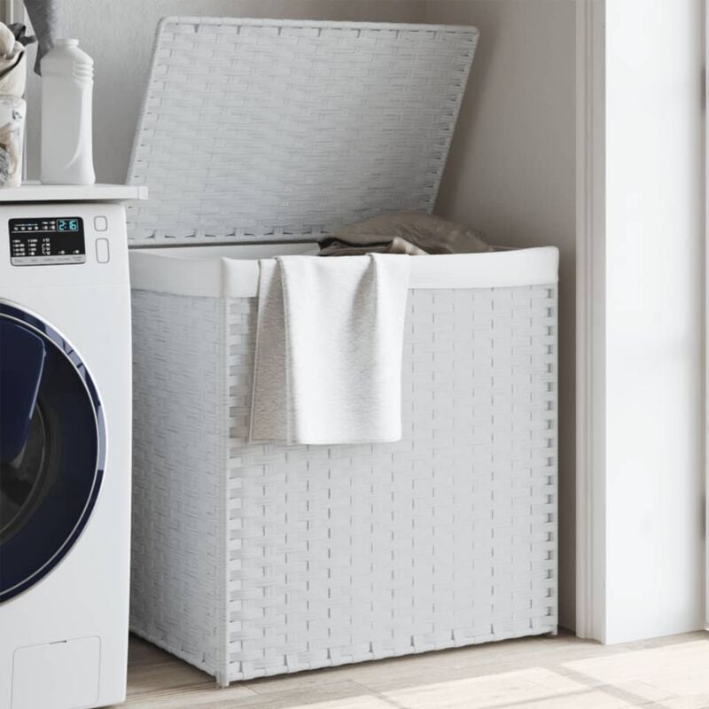 foto del prodotto cesto portabiancheria 2 sezioni bianco 53x35x57 cm polyrattan vidaxl
