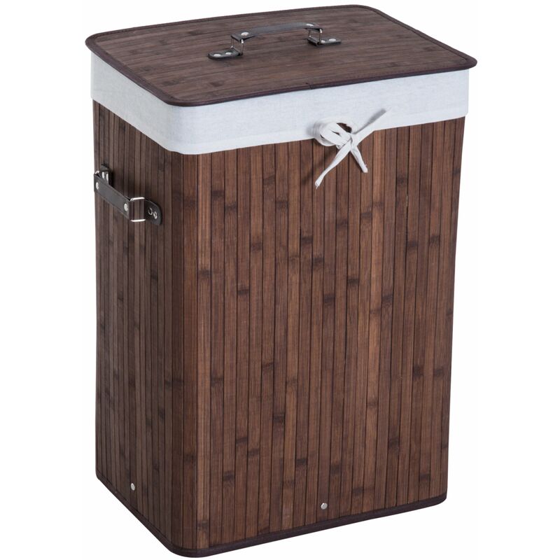 foto del prodotto cesto portabiancheria 40x30x60 cm in bambù con sacco marrone