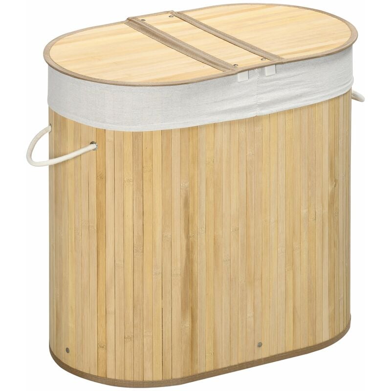 foto del prodotto cesto portabiancheria a 2 sezioni 62,5x37x60,5 cm capacit 100l sacca interna removibile
