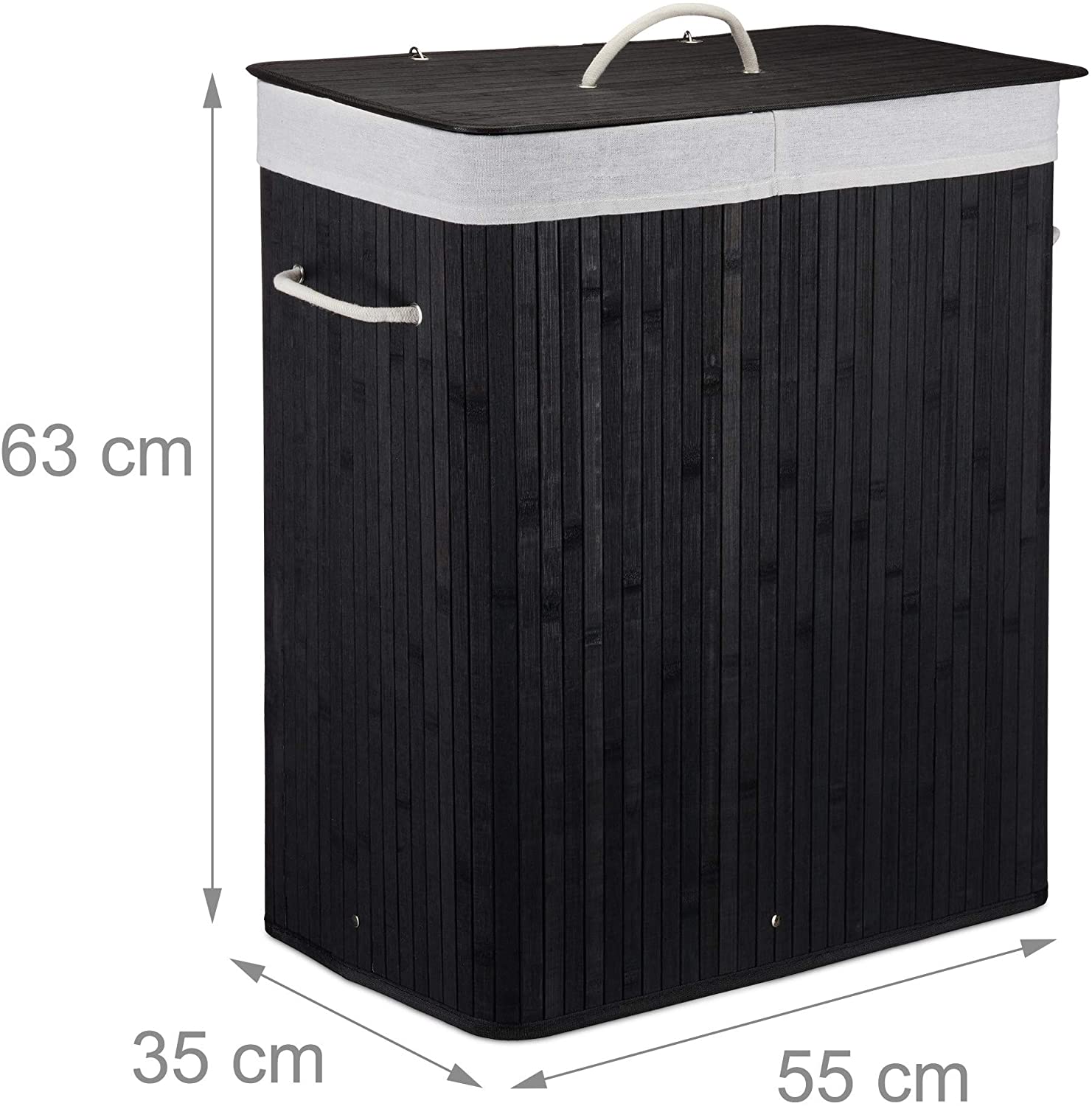 foto del prodotto cesto portabiancheria cesto 2 scomparti con sacco 95 litri black bamb 13 0001904 3