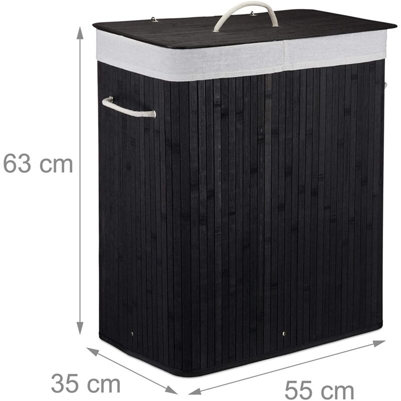 foto del prodotto cesto portabiancheria cesto 2 scomparti con sacco 95 litri black bamb 1300019043