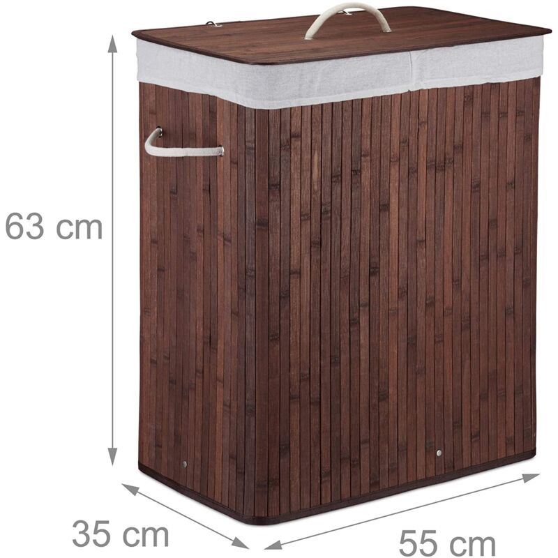 foto del prodotto cesto portabiancheria cesto 2 scomparti con sacco 95 litri brown bamb 130001904