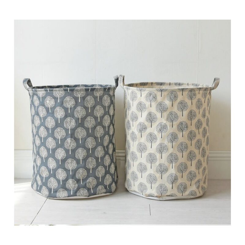 foto del prodotto cesto portabiancheria cesto portabiancheria con coulisse, cesti portabiancheria pieghevoli pieghevoli, lino di cotone rotondo impermeabile, 2pcs,