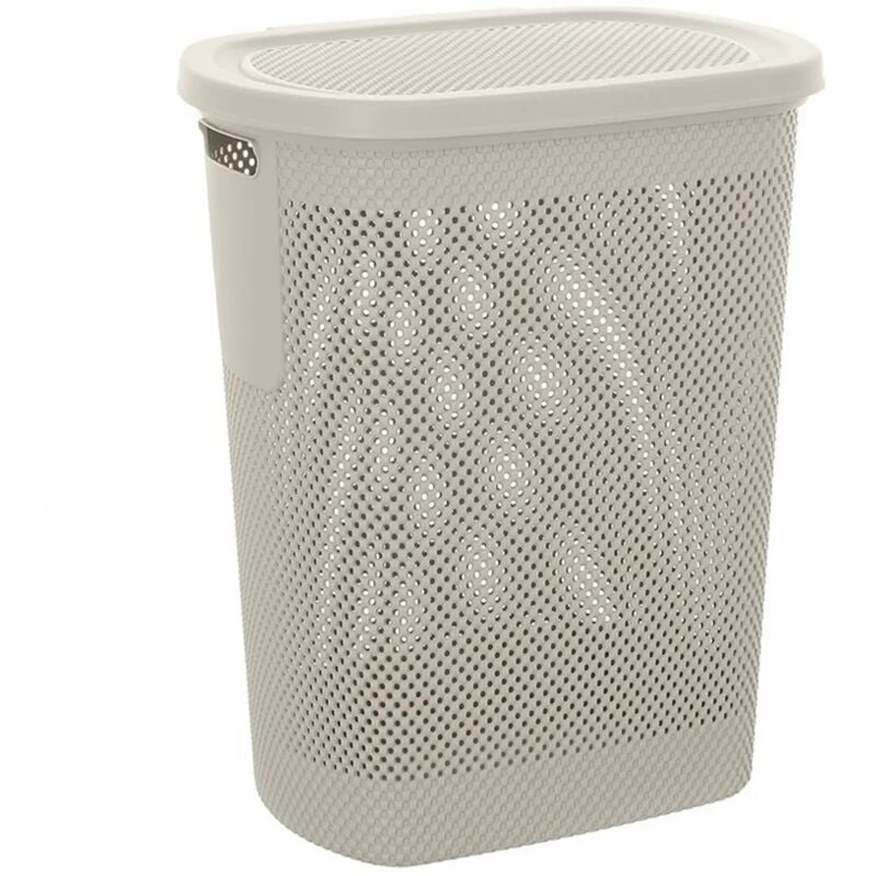 foto del prodotto cesto portabiancheria con coperchio in plastica bianca 58 lt kamala