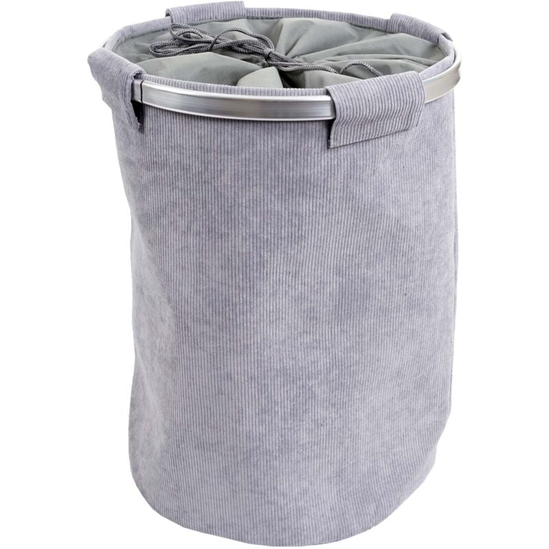 foto del prodotto cesto portabiancheria con rete 55x39 cm 65 l telaio in alluminio e tessuto grigio 040002507
