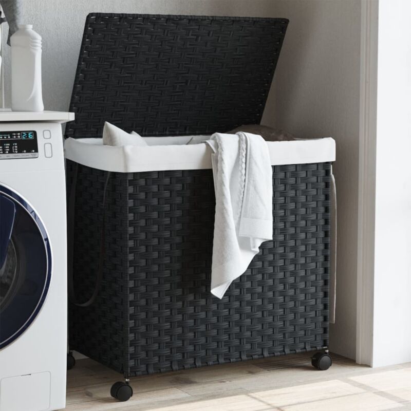 foto del prodotto cesto portabiancheria con ruote nero 60x35x60,5 cm rattan vidaxl
