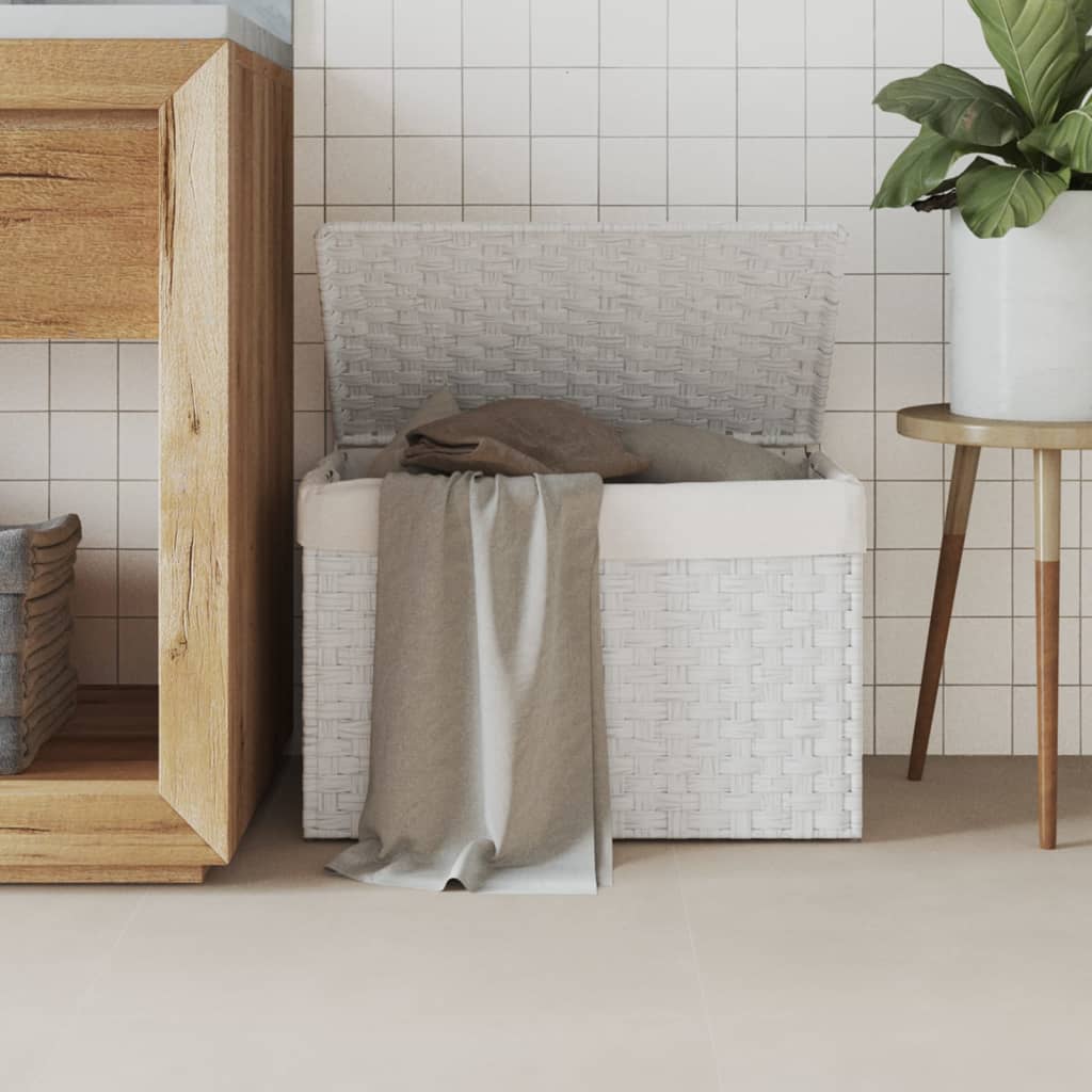 foto del prodotto cesto portabiancheria coperchio bianco 55,5x35x34 cm polyrattancod mxl 85655