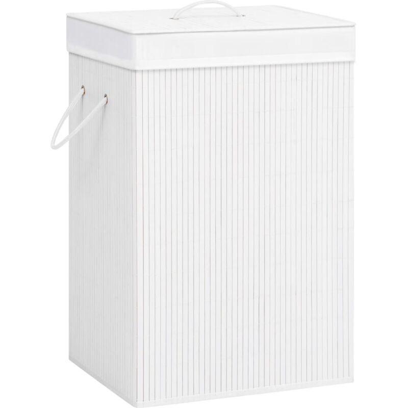 foto del prodotto cesto portabiancheria in bamb a 2 sezioni bianco 72 l vidaxl