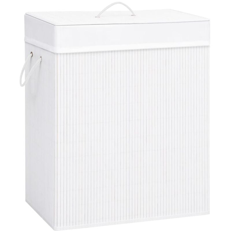 foto del prodotto cesto portabiancheria in bamb a sezione singola bianco 83 l vidaxl