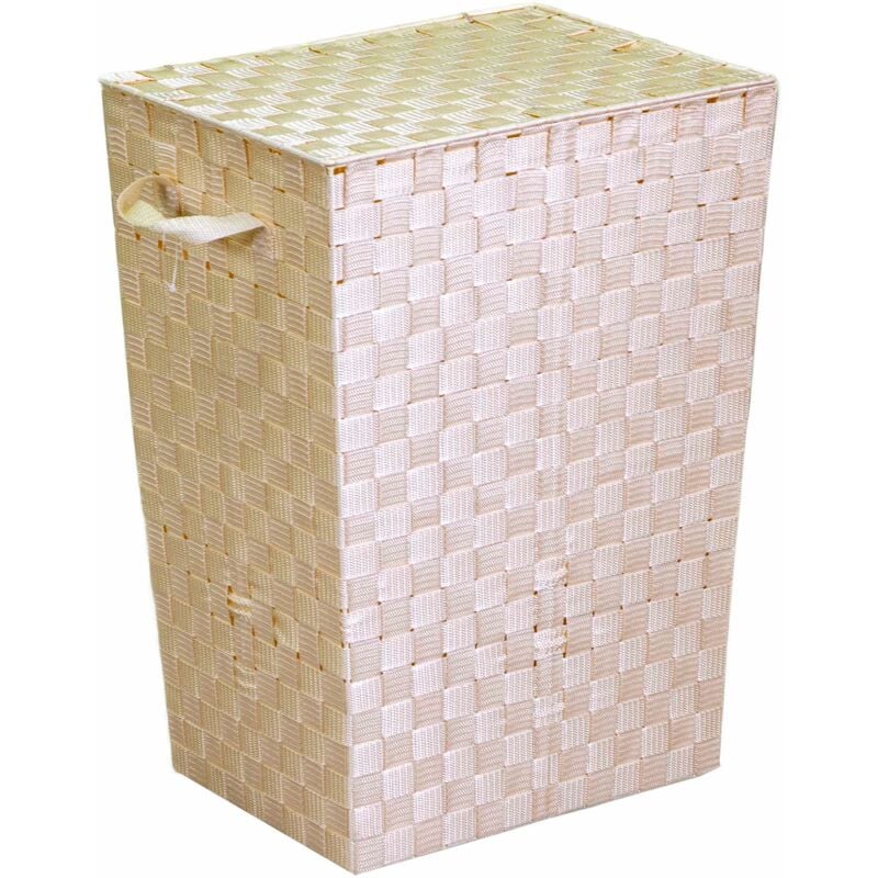 foto del prodotto cesto portabiancheria in poliestere crema rettangolare cm 40x30xh53