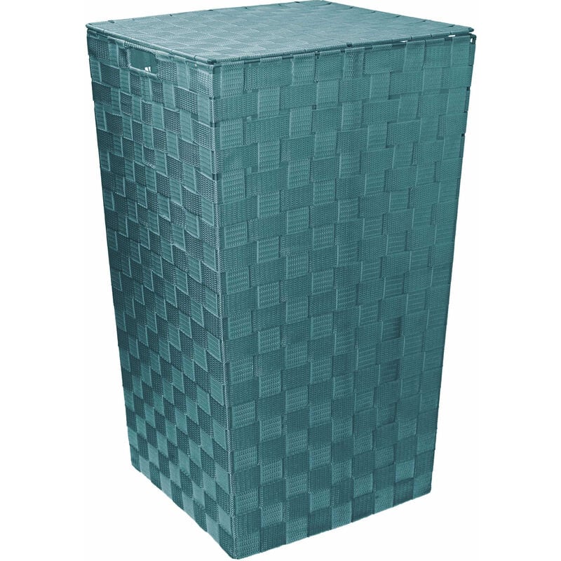 foto del prodotto cesto portabiancheria in poliestere verde acqua quadro cm 33x33xh53