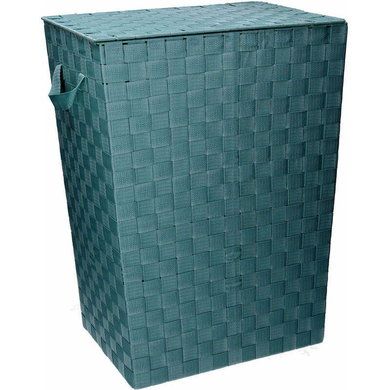 foto del prodotto cesto portabiancheria in poliestere verde acqua rettangolare cm 40x30xh53