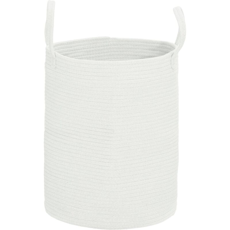 foto del prodotto cesto portabiancheria pieghevole con manici 36l 38x45 cm in cotone naturale bianco crema