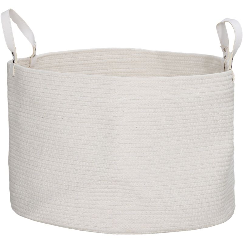 foto del prodotto cesto portabiancheria pieghevole con manici 88l 56x35.5 cm in cotone naturale bianco crema