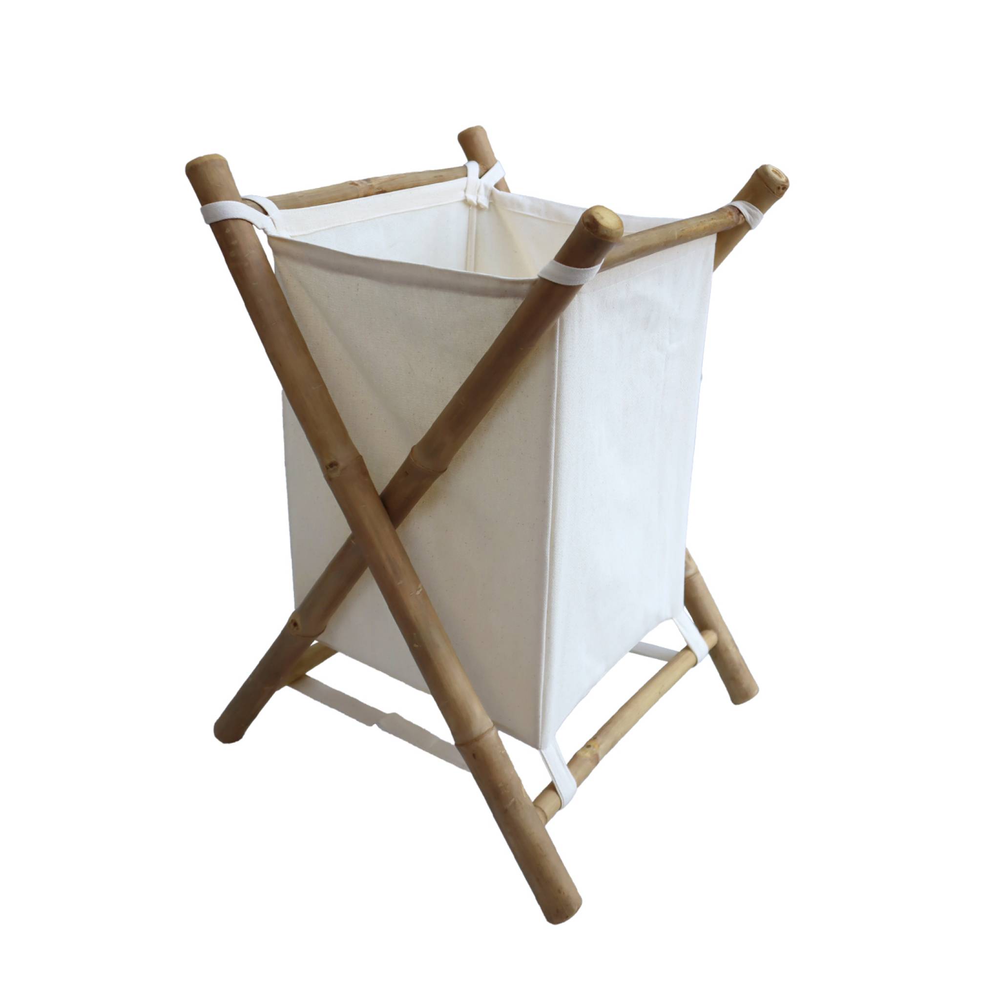 foto del prodotto cesto portabiancheria pieghevole in bambù e tessuto, marrone naturale