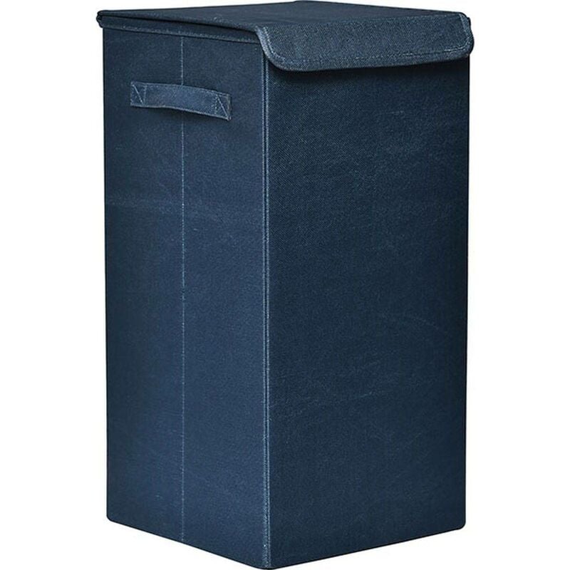 foto del prodotto cesto portabiancheria pieghevole in tessuto poliestere mdf blu anatra tendance