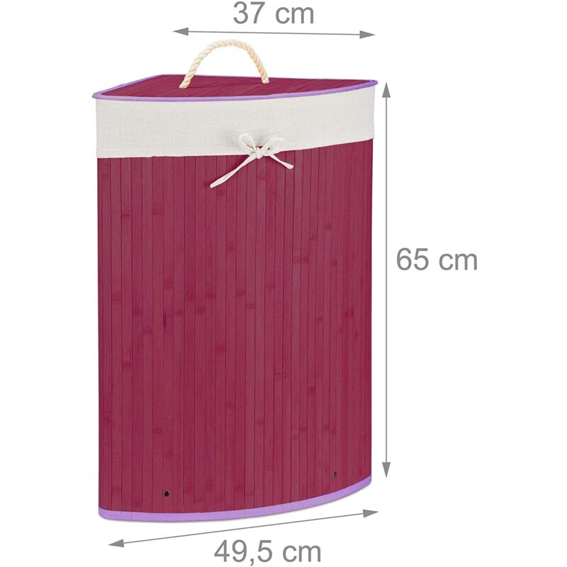foto del prodotto cesto portabiancheria pieghevole pieghevole con borsa triangolare 65 cm bamb viola