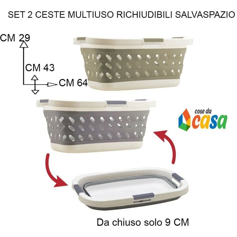 immagine 0 del prodotto cesto portabiancheria set da 2 panni bucato richiudibile salvaspazio camper campeggio comode pratiche da riporre in poco spazio