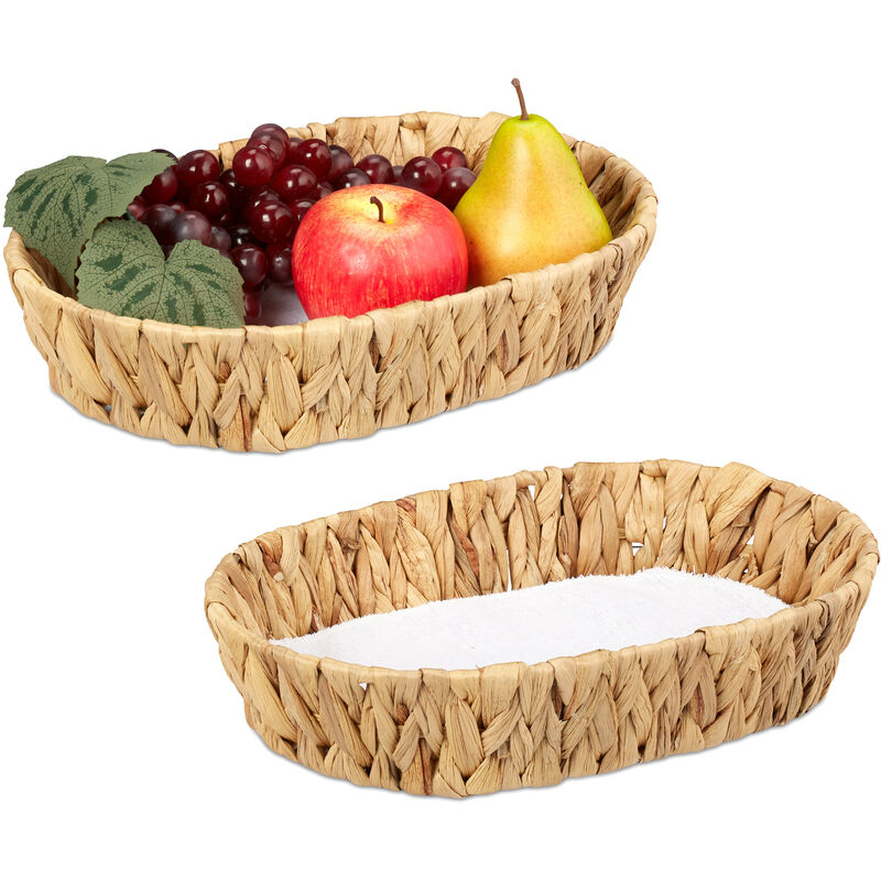 foto del prodotto cesto portafrutta, set da 2 cestini intrecciati porta frutta, verdura e pane, 7x33x22 cm, stile boho, naturale relaxdays