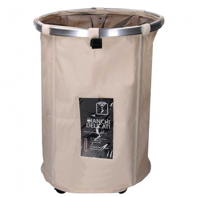 foto del prodotto cestone tessuto beige tondo pieghevole cm 40h55