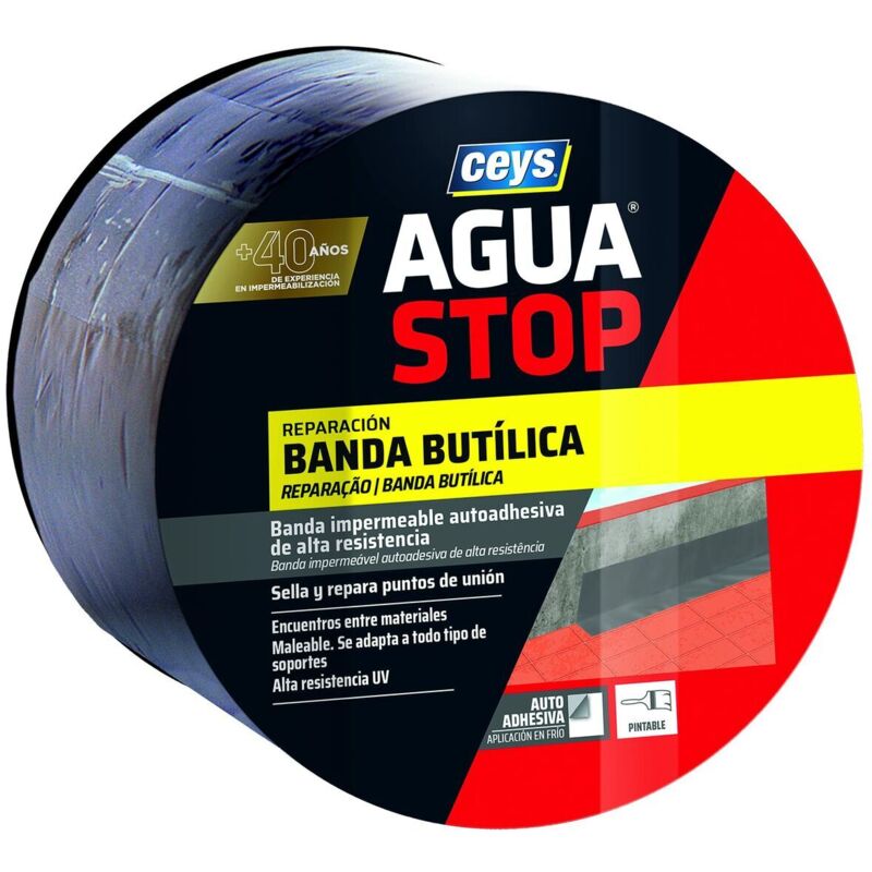 foto del prodotto ceys fascia impermeabile aguastop butile grigio 10 cm x 10 m 901005